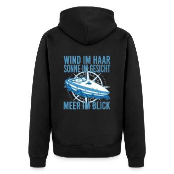 Jolle Jollen Jollensegeln Segler Segeln Kapitän - Unisex Premium Bio Zip Hoodie - Schwarz - Hinten - Nico (187cm)
