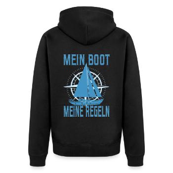 Segeln Segelboot Segler Käpten Segelschein Käpt'n - Unisex Premium Bio Zip Hoodie - Schwarz - Hinten - Nico (187cm)
