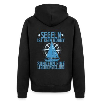 Segelboot Käpten Segeln Segler Segelschein Käpt'n - Unisex Premium Bio Zip Hoodie - Schwarz - Hinten - Nico (187cm)