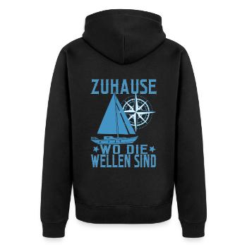 Segeln Segelboot Segler Käpten Segelschein Käpt'n - Unisex Premium Bio Zip Hoodie - Schwarz - Hinten - Nico (187cm)