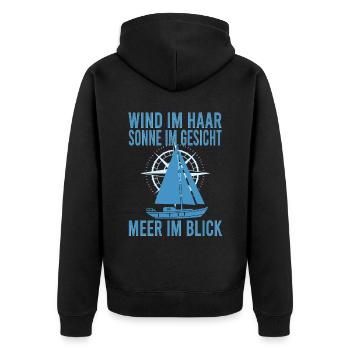 Segeln Segelboot Segler Käpten Segelschein Käpt'n - Unisex Premium Bio Zip Hoodie - Schwarz - Hinten - Nico (187cm)