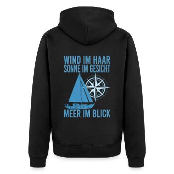 Segelschein Segler Käpt'n Segeln Segelboot Käpten - Unisex Premium Bio Zip Hoodie - Schwarz - Hinten - Nico (187cm)