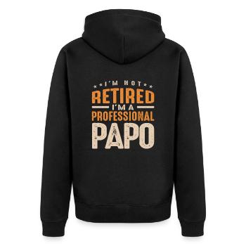 I'm Not Retired I'm a Professional Papo - Unisex Premium Organic Zip Hoodie - black - Back - Nico (187cm)