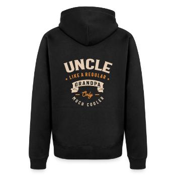 Uncle Like a Regular Grandpa Only Much Cooler - Unisex Premium Organic Zip Hoodie - black - Back - Nico (187cm)