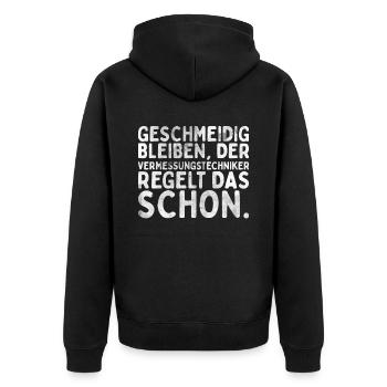 Vermessungstechniker Landvermesser Tolle - Unisex Premium Bio Zip Hoodie - Schwarz - Hinten - Nico (187cm)