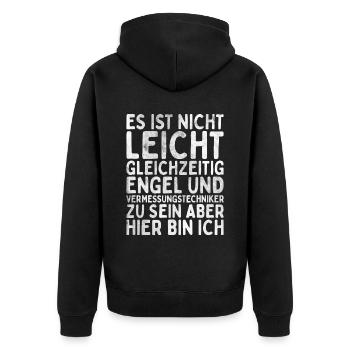 Vermessungstechniker Landvermesser Tolle - Unisex Premium Bio Zip Hoodie - Schwarz - Hinten - Nico (187cm)