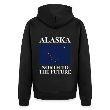 Alaska - Unisex Premium Organic Zip Hoodie - black - Back - Nico (187cm)