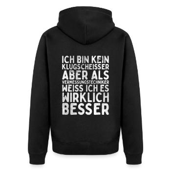 Vermessungstechniker Landvermesser Tolle - Unisex Premium Bio Zip Hoodie - Schwarz - Hinten - Nico (187cm)