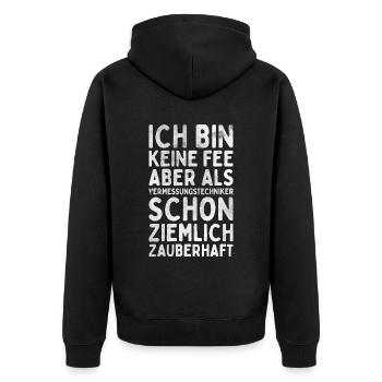 Vermessungstechniker Landvermesser Tolle - Unisex Premium Bio Zip Hoodie - Schwarz - Hinten - Nico (187cm)