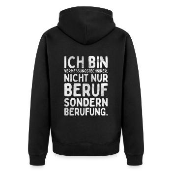Vermessungstechniker Landvermesser Tolle - Unisex Premium Bio Zip Hoodie - Schwarz - Hinten - Nico (187cm)