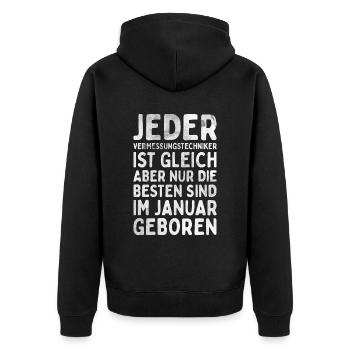 Vermessungstechniker Landvermesser Tolle - Unisex Premium Bio Zip Hoodie - Schwarz - Hinten - Nico (187cm)