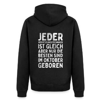 Vermessungstechniker Landvermesser Tolle - Unisex Premium Bio Zip Hoodie - Schwarz - Hinten - Nico (187cm)