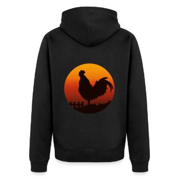 Chickens Rooster Farmer Poultry Hen Gockel Chicks - Unisex Premium Organic Zip Hoodie - black - Back - Nico (187cm)