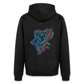 Koala Bear Animal Gift Zoo Sleeping Marsupial - Unisex Premium Organic Zip Hoodie - black - Back - Nico (187cm)