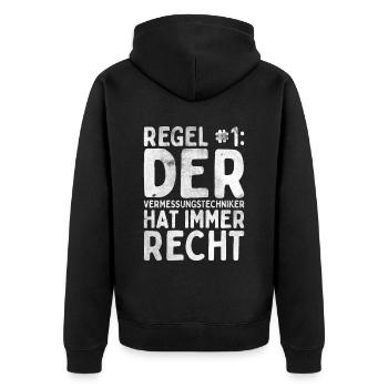 Vermessungstechniker Landvermesser Tolle - Unisex Premium Bio Zip Hoodie - Schwarz - Hinten - Nico (187cm)