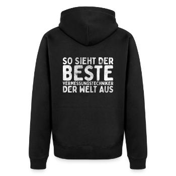 Vermessungstechniker Landvermesser Tolle - Unisex Premium Bio Zip Hoodie - Schwarz - Hinten - Nico (187cm)