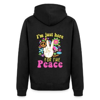 Hippie - Unisex Premium Bio Zip Hoodie - Schwarz - Hinten - Nico (187cm)