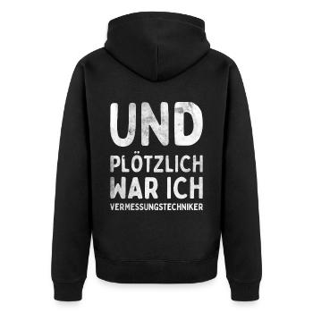 Vermessungstechniker Landvermesser Tolle - Unisex Premium Bio Zip Hoodie - Schwarz - Hinten - Nico (187cm)
