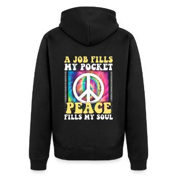 Hippie Tshirt Peace Movement Woodstock Boho Groove - Unisex Premium Organic Zip Hoodie - black - Back - Nico (187cm)