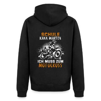Motocross Geschenk Für Enduro Supermoto Dirt Bike - Unisex Premium Bio Zip Hoodie - Schwarz - Hinten - Nico (187cm)