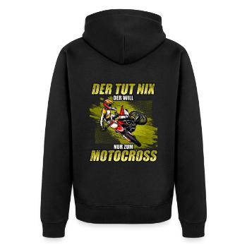 Motocross Enduro Offroad Dirt Bike Superbike Motor - Unisex Premium Bio Zip Hoodie - Schwarz - Hinten - Nico (187cm)