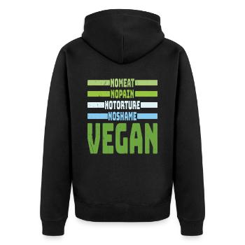 Pas de viande Pas de honte Végétalien Végétarien Citations - Veste à capuche bio Premium Unisexe - noir - Dos - Nico (187cm)