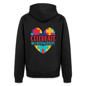 Célébrez la neurodiversité Citations de neurodiversité - Veste à capuche bio Premium Unisexe - noir - Dos - Nico (187cm)