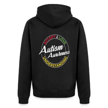 Accept And Love Autism Awareness Understanding - Unisex Premium Organic Zip Hoodie - black - Back - Nico (187cm)