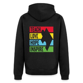 Teach Love Hope Inspire Motivational Quotes - Unisex Premium Organic Zip Hoodie - black - Back - Nico (187cm)