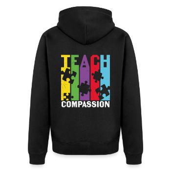 Lehren Sie Mitgefühl Mitgefühl Zitate - Unisex Premium Bio Zip Hoodie - Schwarz - Hinten - Nico (187cm)