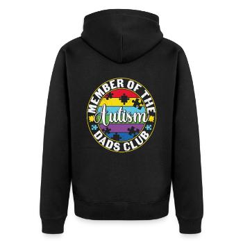 Member Of The Autism Dads Club Support Autism - Unisex Premium Organic Zip Hoodie - black - Back - Nico (187cm)