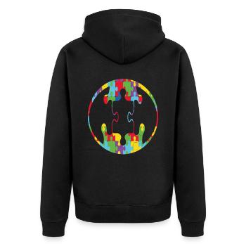 Akzeptieren Sie den Unterschied motivierende Zitate - Unisex Premium Bio Zip Hoodie - Schwarz - Hinten - Nico (187cm)