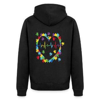 Autism Retro - Unisex Premium Organic Zip Hoodie - black - Back - Nico (187cm)
