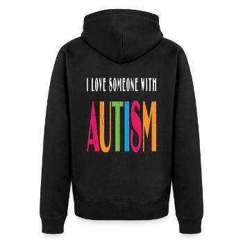 I Love Someone With Autism Autism Retro - Unisex Premium Organic Zip Hoodie - black - Back - Nico (187cm)