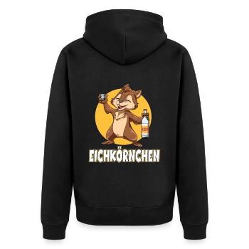 Eichkörnchen Eichhörnchen mit Korn - Unisex Premium Bio Zip Hoodie - Schwarz - Hinten - Nico (187cm)