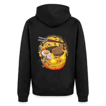 Citrouille Ramen Halloween Kawaii Jack O Lantern - Veste à capuche bio Premium Unisexe - noir - Dos - Nico (187cm)