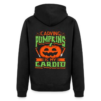 Kürbisse Schnitzen Gruselig Geschnitzt Halloween - Unisex Premium Bio Zip Hoodie - Schwarz - Hinten - Nico (187cm)
