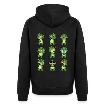 Triceratops Kawaii Dinosaure Emoticon Drôle - Veste à capuche bio Premium Unisexe - noir - Dos - Nico (187cm)