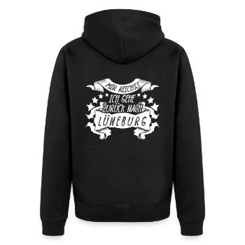Lüneburg Ausflug Lüneburger - Unisex Premium Bio Zip Hoodie - Schwarz - Hinten - Nico (187cm)
