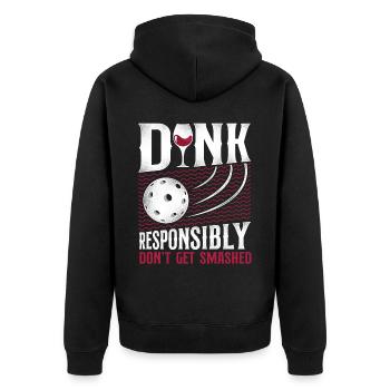 Pickleball Pun Wine Dink - Unisex Premium Organic Zip Hoodie - black - Back - Nico (187cm)