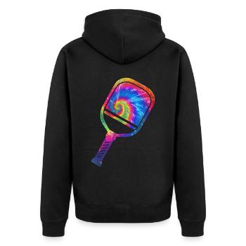 Pickleball Paddle Tie Dye Retro - Unisex Premium Organic Zip Hoodie - black - Back - Nico (187cm)