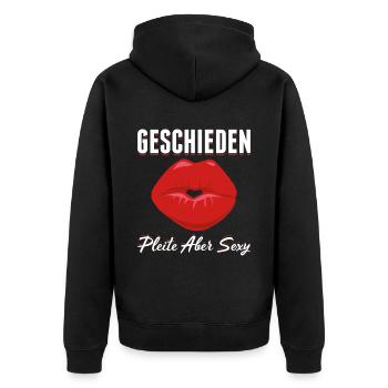 Geschieden, Pleite Aber Sexy Geschenk - Unisex Premium Bio Zip Hoodie - Schwarz - Hinten - Nico (187cm)