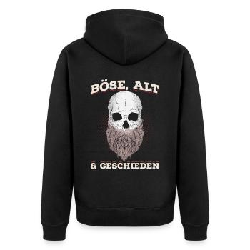 Böse, Alt & Geschieden Geschenk - Unisex Premium Bio Zip Hoodie - Schwarz - Hinten - Nico (187cm)