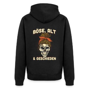 Böse, Alt & Geschieden Geschenk - Unisex Premium Bio Zip Hoodie - Schwarz - Hinten - Nico (187cm)