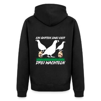 Ein Garten Zwei Eier Drei Wachteln - Unisex Premium Bio Zip Hoodie - Schwarz - Hinten - Nico (187cm)