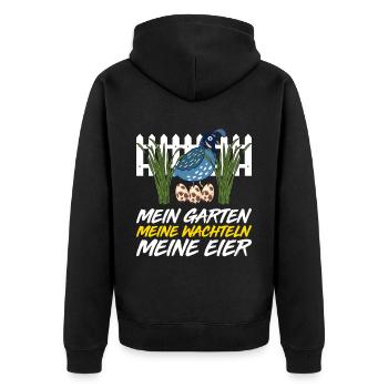Mein Garten Meine Wachteln Meine Eier - Unisex Premium Bio Zip Hoodie - Schwarz - Hinten - Nico (187cm)