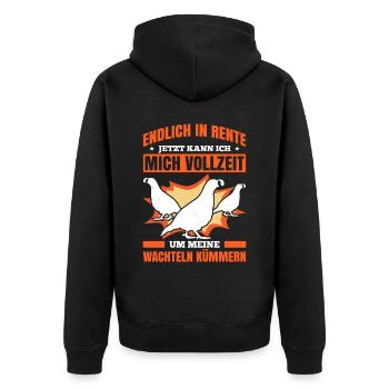 Endlich in Rente Jetzt Kann Ich Mich Vollzeit Um M - Unisex Premium Bio Zip Hoodie - Schwarz - Hinten - Nico (187cm)