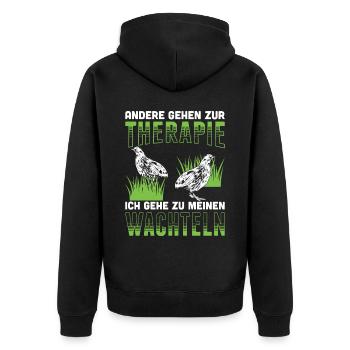 Andere Gehen Zur Therapie Ich Gehe Zu Meinen Wacht - Unisex Premium Bio Zip Hoodie - Schwarz - Hinten - Nico (187cm)