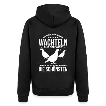 Es Gibt Millionen Wachteln Auf Der Welt Und Ich Ha - Unisex Premium Bio Zip Hoodie - Schwarz - Hinten - Nico (187cm)