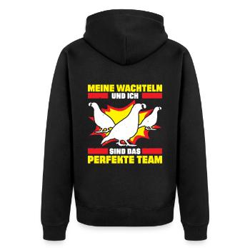 Meine Wachteln Und Ich Sind Das Perfekte Team - Unisex Premium Bio Zip Hoodie - Schwarz - Hinten - Nico (187cm)